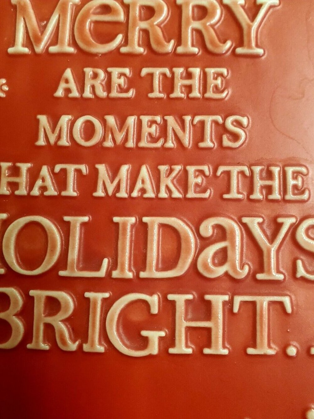 Hallmark Christmas Red Trivet embossed snowflake 6” ceramic tile Merry Moments - Picture 2 of 7